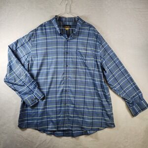 Cabela's Blue Plaid Button Up‎ Shirt Men's 4XL Long Sleeve Casual Outdoors